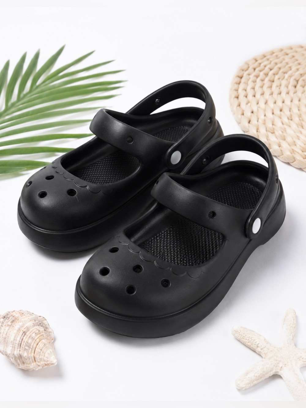 Girls Black Mary Jane Garden Clogs Water Shoes Beach Slip-On Sandals US 12.5